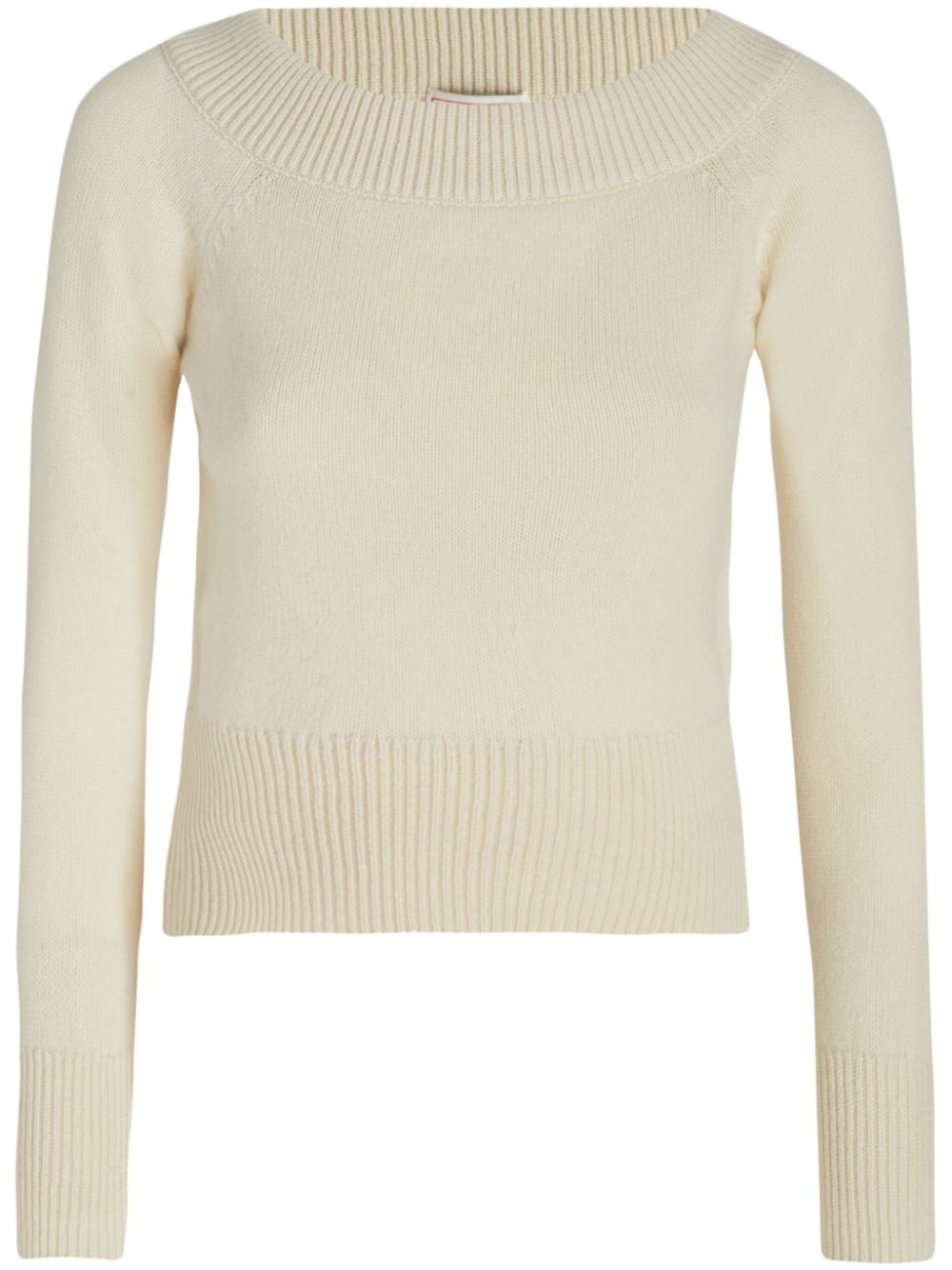 Alexander McQueen off-shoulder ribbed-trimmed jumper - Neutrals