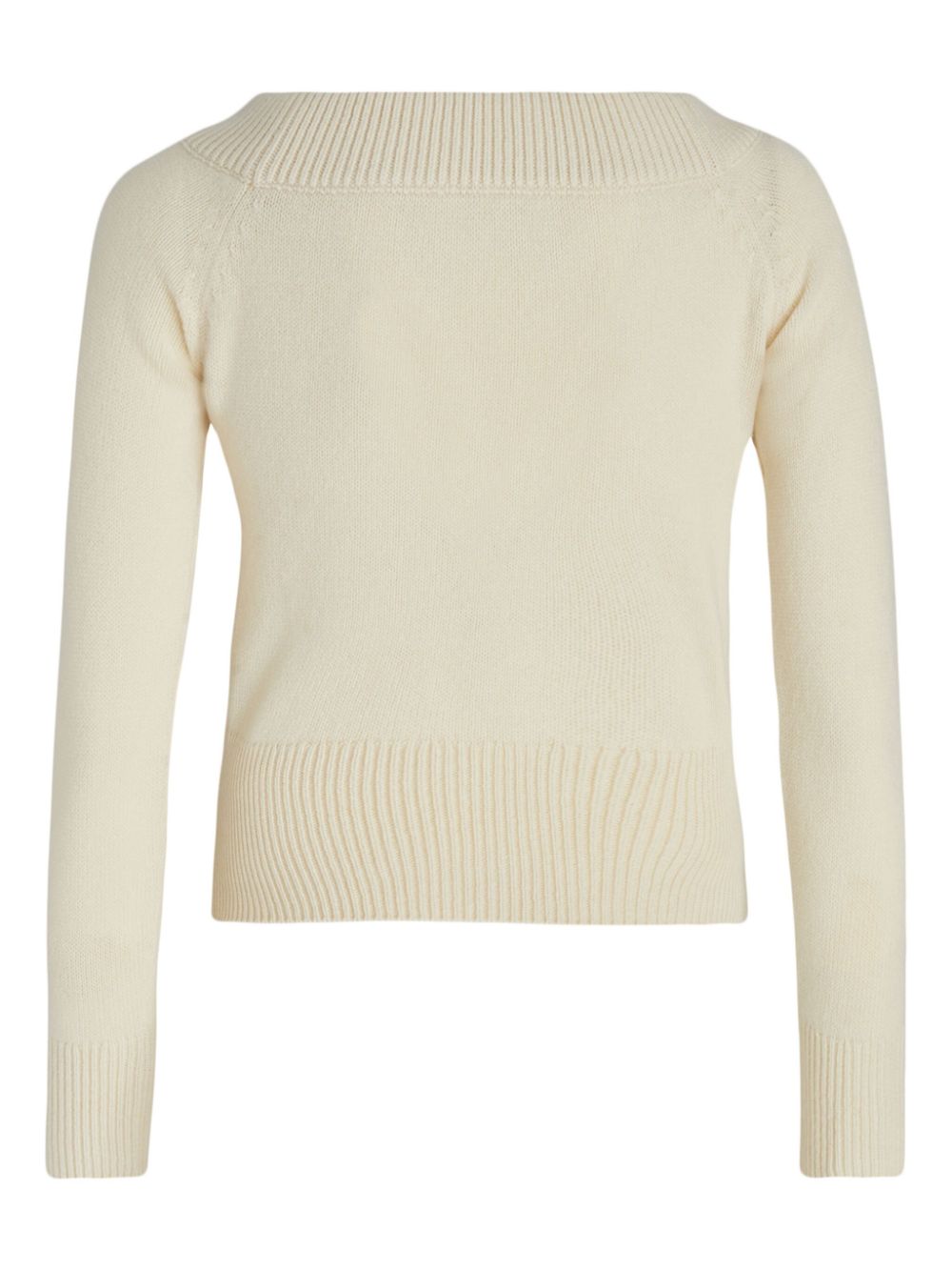 Alexander McQueen off-shoulder ribbed-trimmed jumper - Neutrals