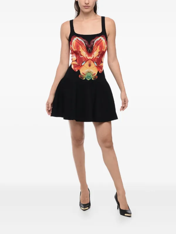 Alexander McQueen Solarised Orchid Jacquard Knit Minidress