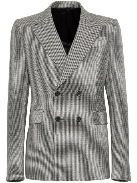 Alexander McQueen houndstooth-print double-breasted blazer
