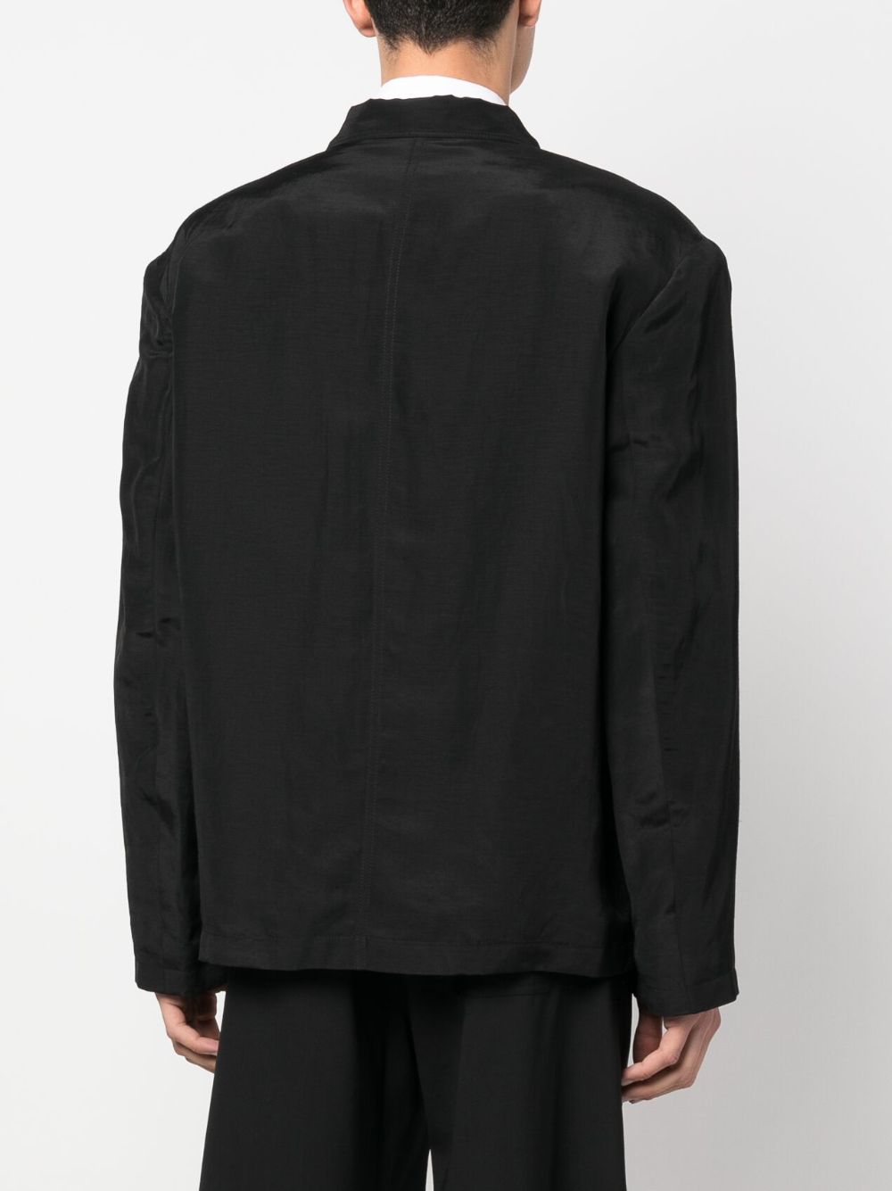 Shop Lemaire Linen-blend Single-breasted Blazer In Black