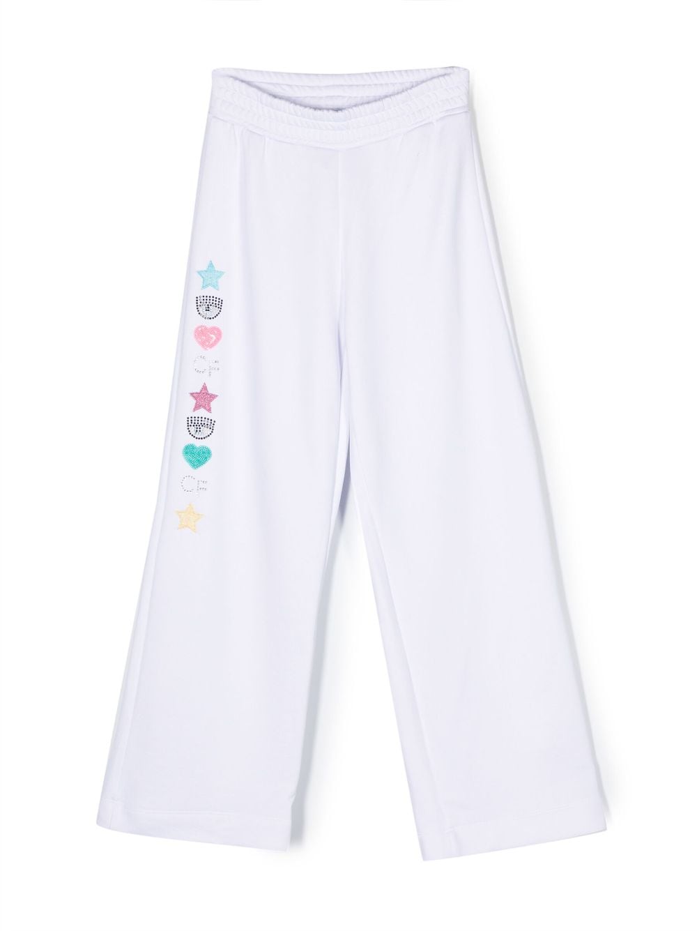 Chiara Ferragni Kids' Rhinestone-embellished Track Trousers In White