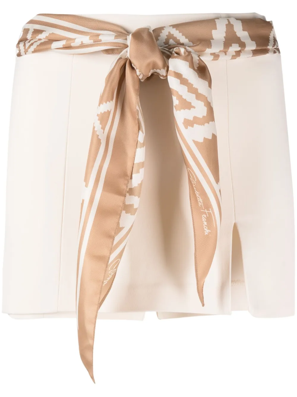 Elisabetta Franchi Shorts With Foulard Belt In White