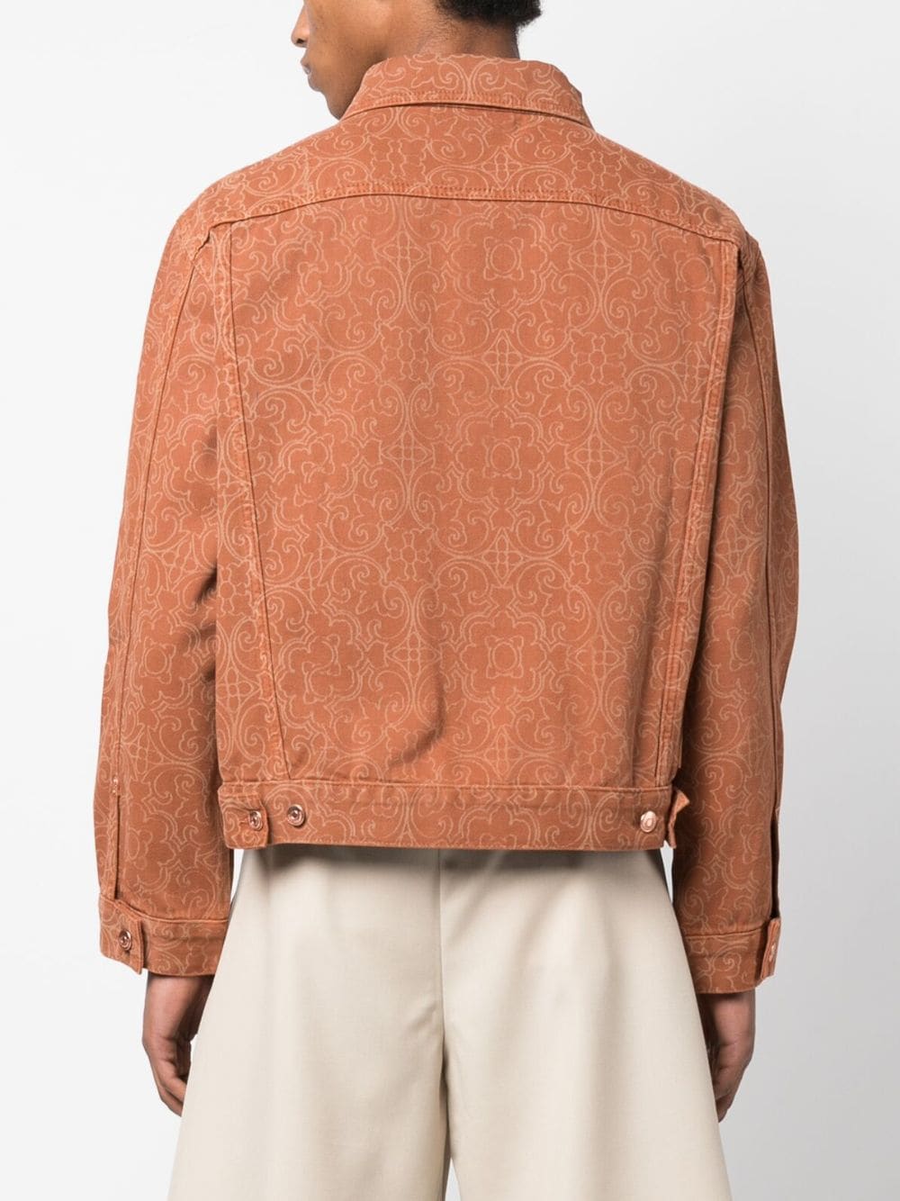 Shop Drôle De Monsieur Floral-motif Denim Shirt Jacket In Braun