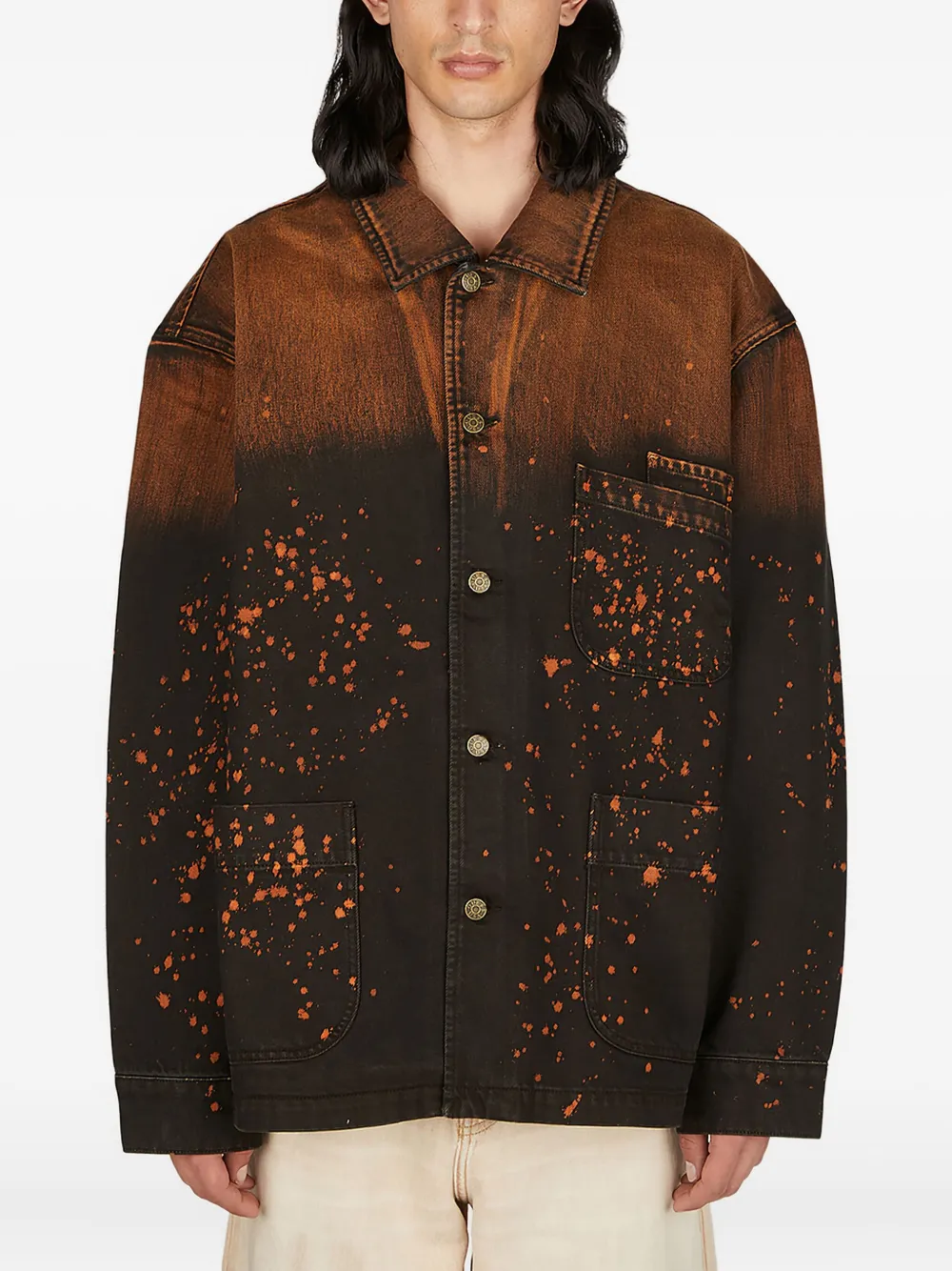 Guess Usa Paint Splatter-print Denim Jacket In Multi
