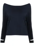 Gloria Coelho boat-neck long-sleeved T-shirt - Blue