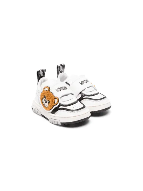 Moschino Kids 테디 베어 패치 가죽 스니커즈