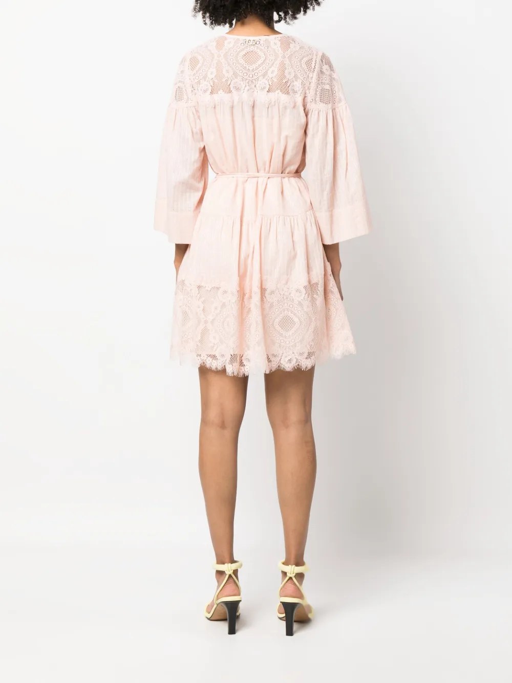 Twinset Lace-panelling Cotton Dress In Rosa