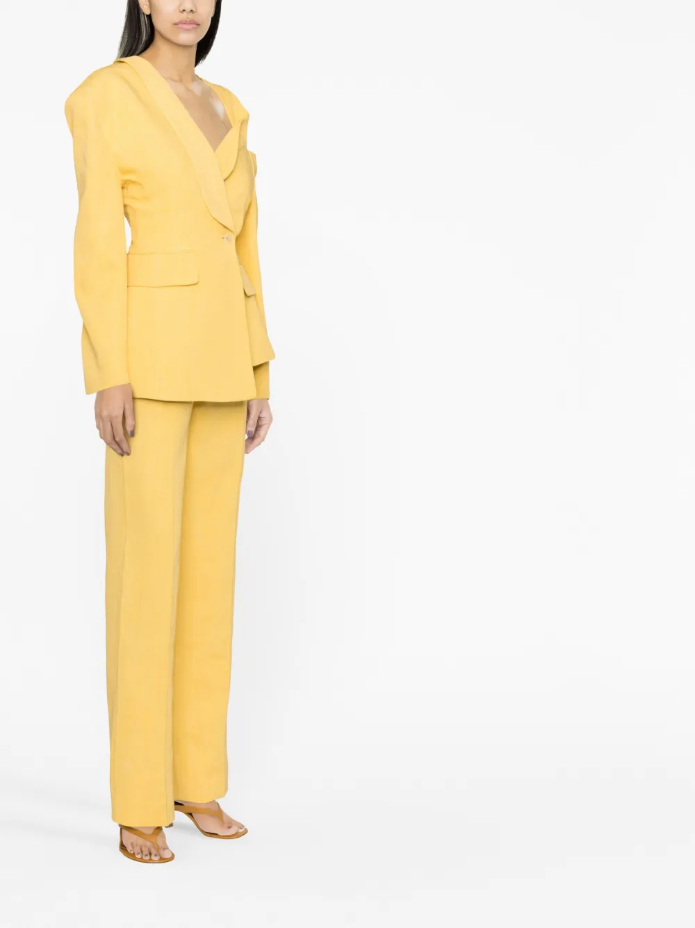 Shop Jacquemus Baska Asymmetric Blazer In Gelb