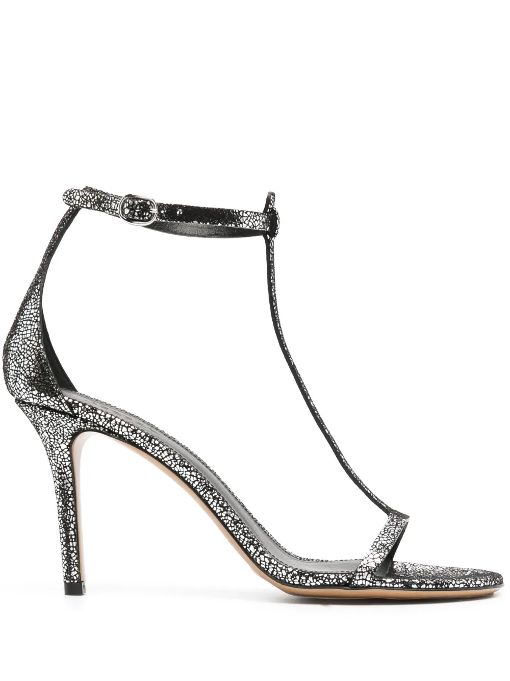 Isabel Marant Crackled 95mm Leather Sandals In Silber
