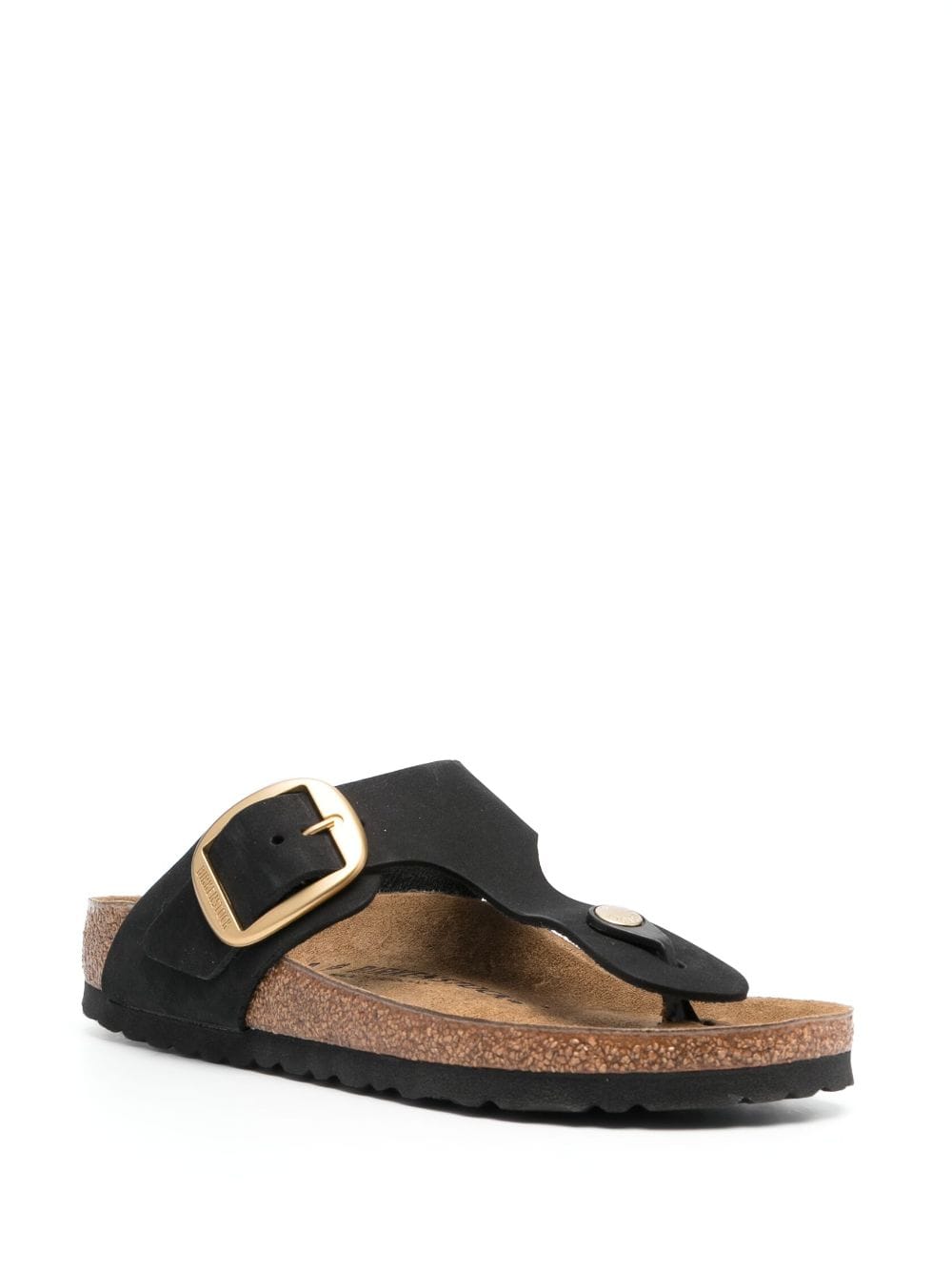 Shop Birkenstock Gizeh Leather Flat Sandals In Schwarz