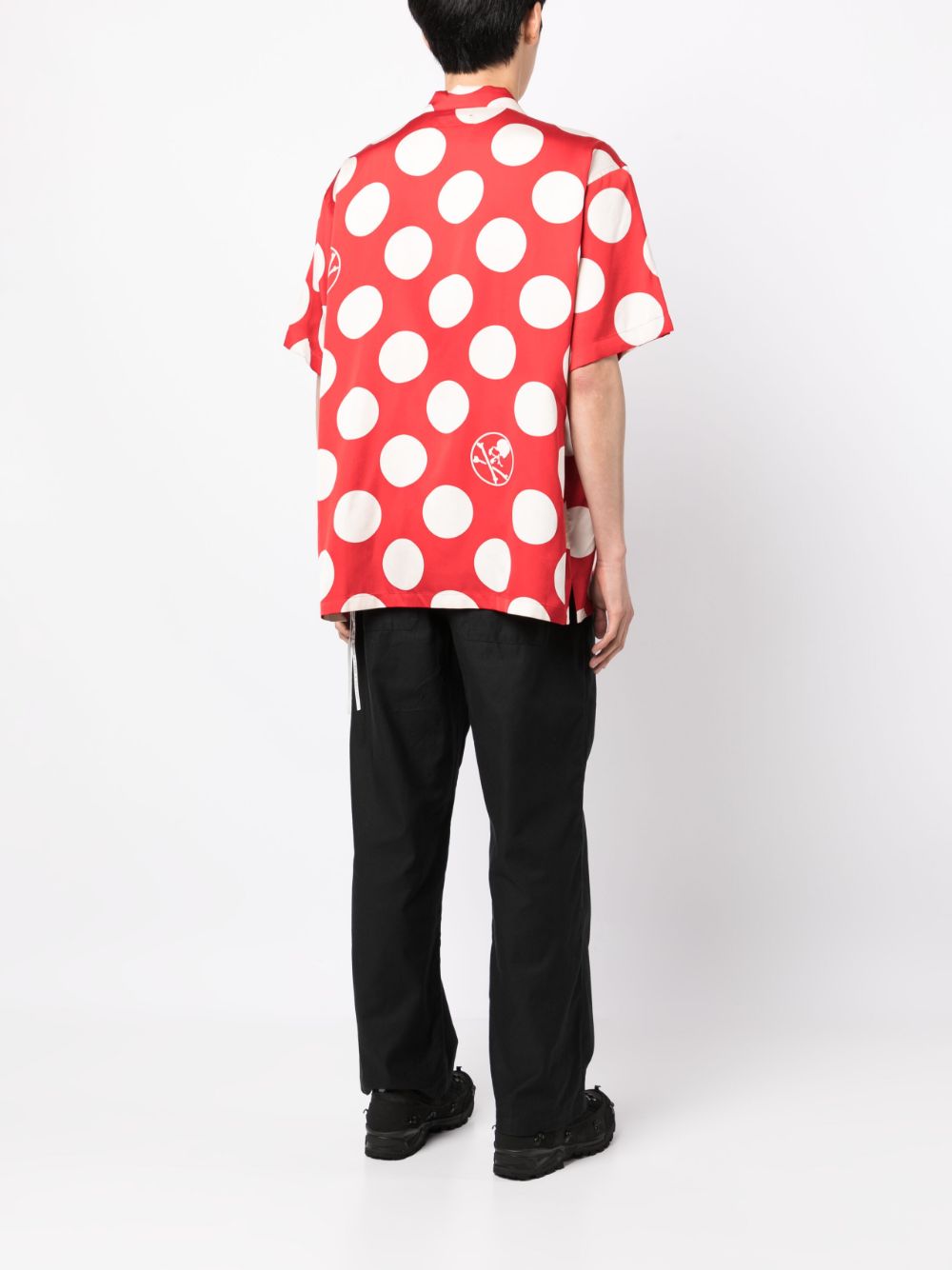 Shop Mastermind Japan Polka-dot-print Silk Shirt In Rot