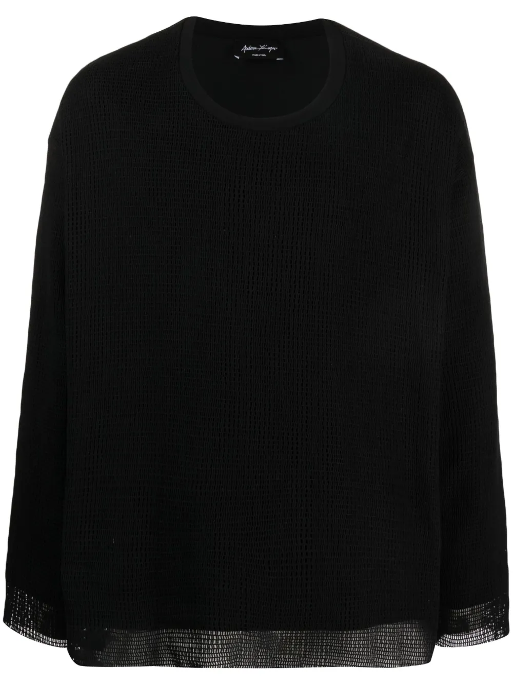 Andrea Ya'aqov Perforated Crew-neck Cotton Jumper In Black