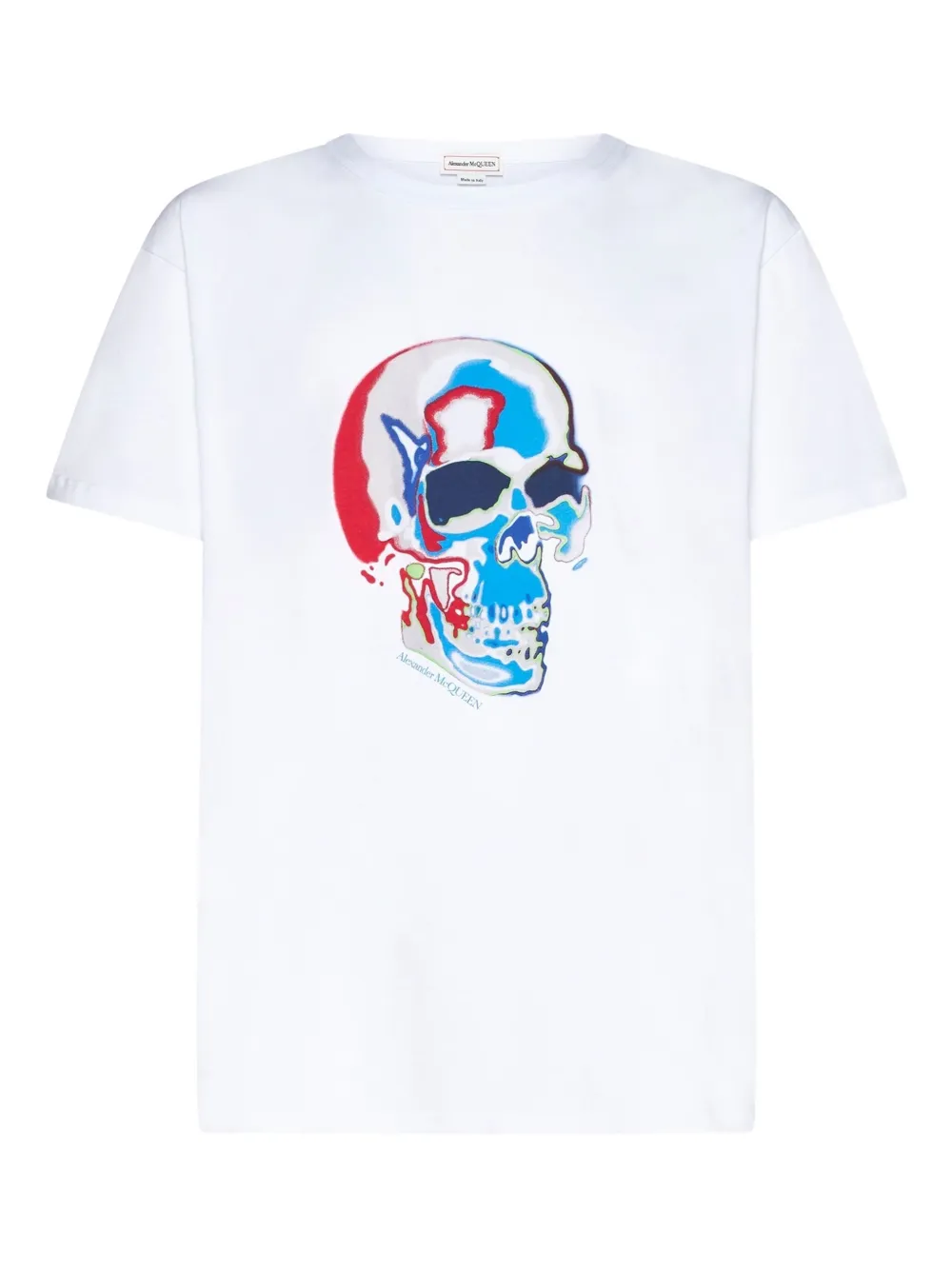 Alexander McQueen Solarised Skull プリント Tシャツ - ホワイト Alexander McQueen Solarised Skull プリント Tシャツ - ホワイト