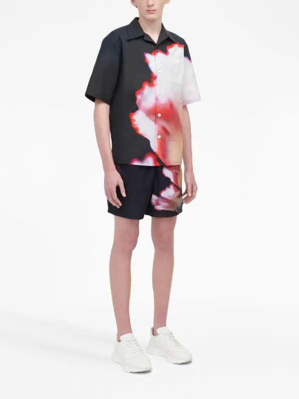 Alexander McQueen Solarised Flower Print Shirt | Black | FARFETCH