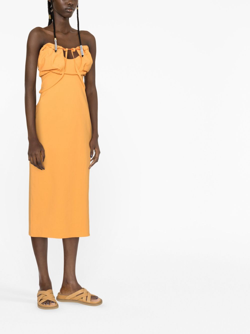 Shop Jacquemus Strap-detail Sleeveless Dress In Orange