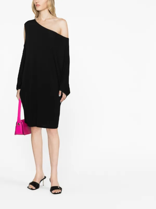 tom ford off shoulder dress Cashmere and silk off-shoulder midi dress in black - Tom Ford