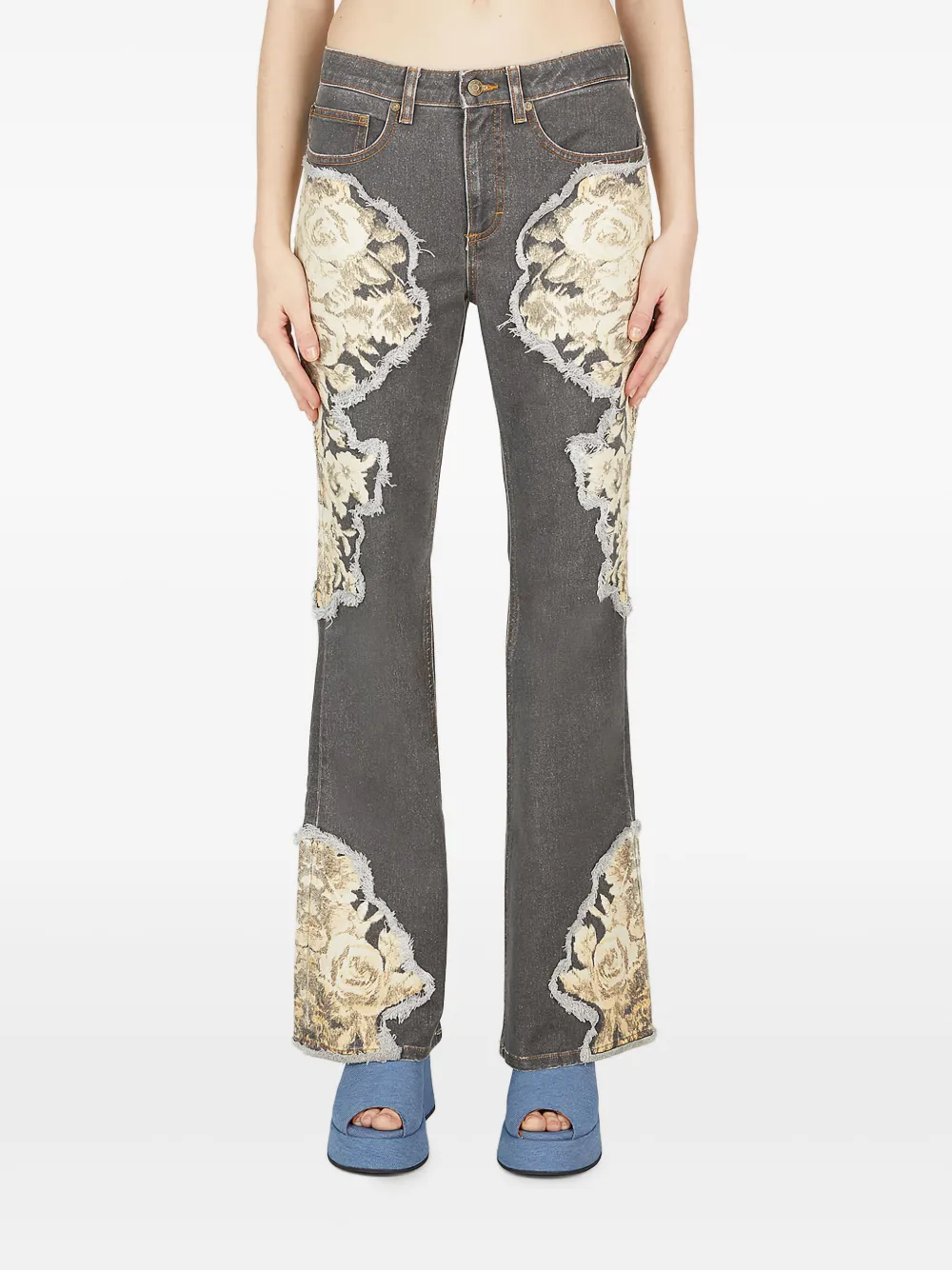GUESS USA Flared jeans met print Grijs