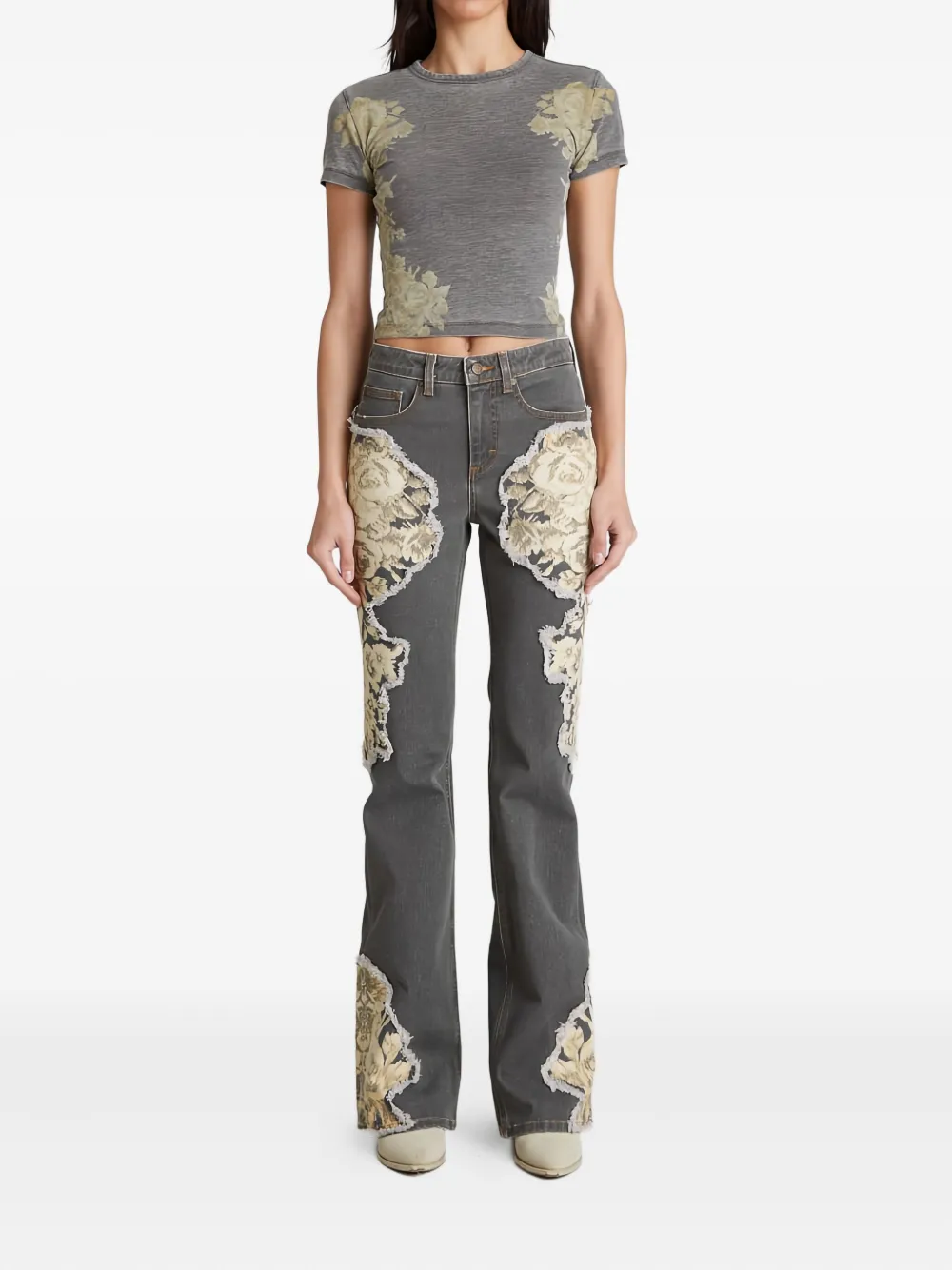 GUESS USA Flared jeans met print Grijs