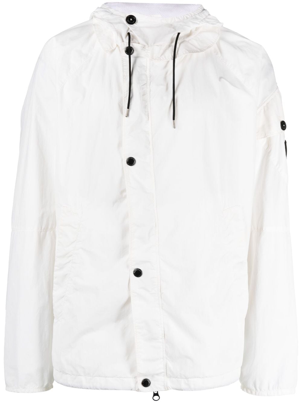 C.p. Company Logo-patch Drawstring-hood Jacket In White