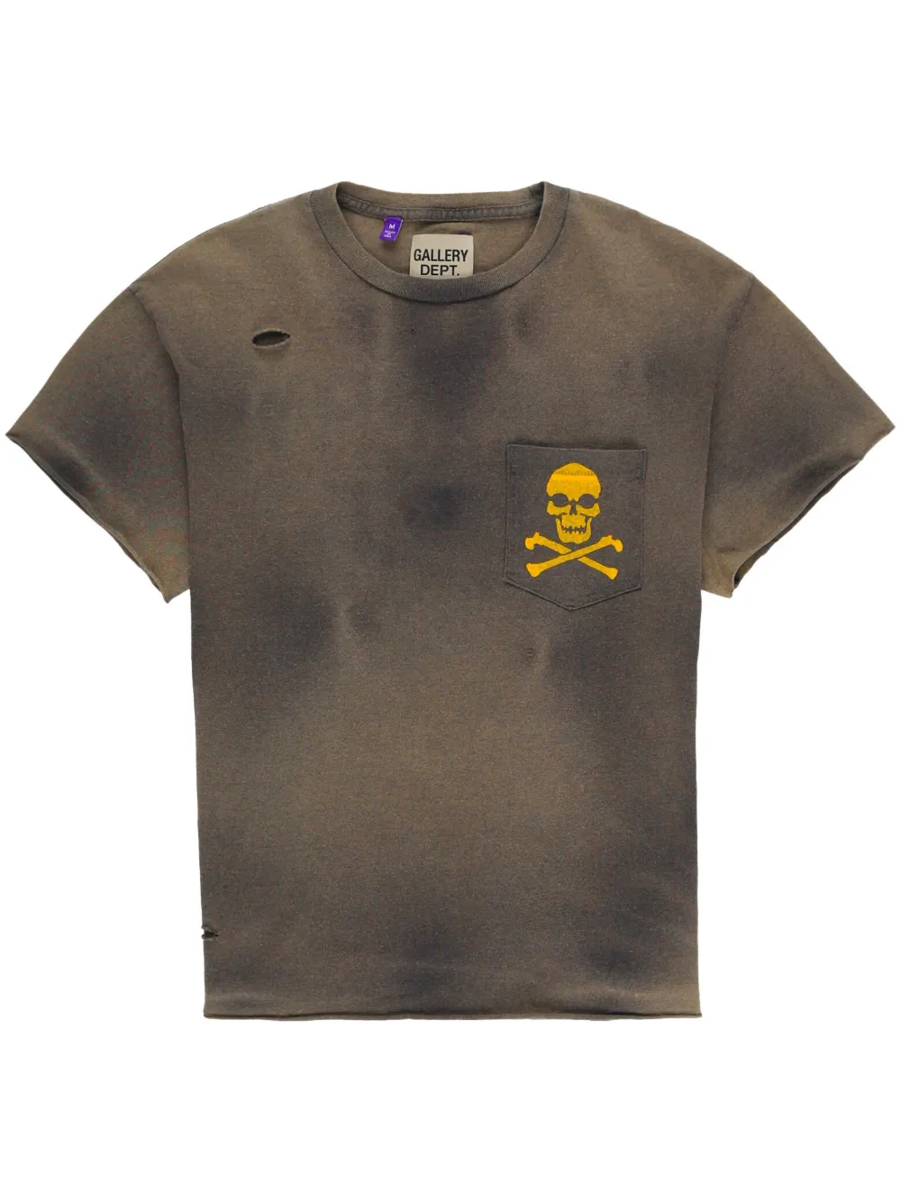 skull and crossbones-print distressed T-shirt