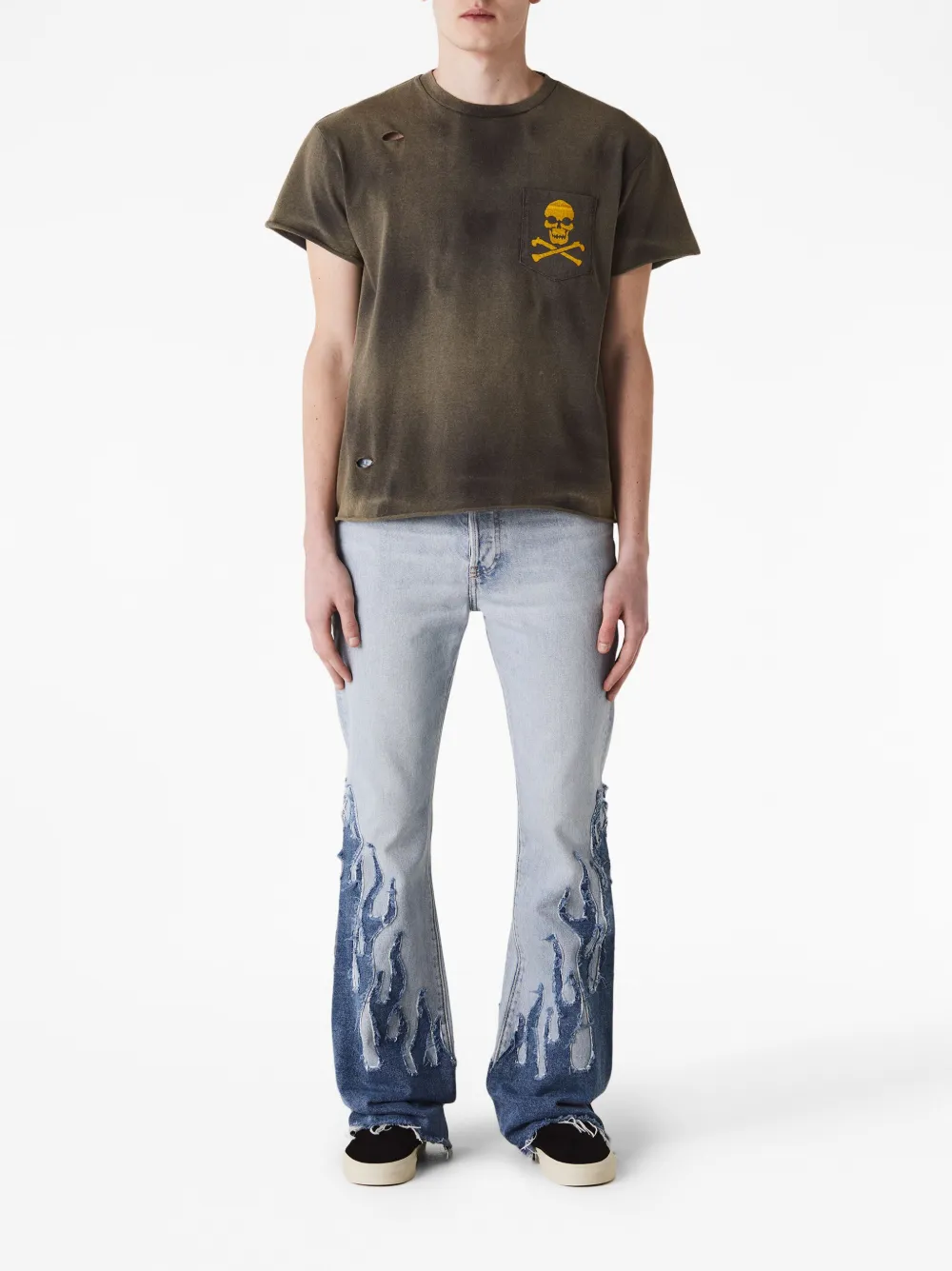 GALLERY DEPT. Skull And crossbones-print Distressed T-shirt - Farfetch