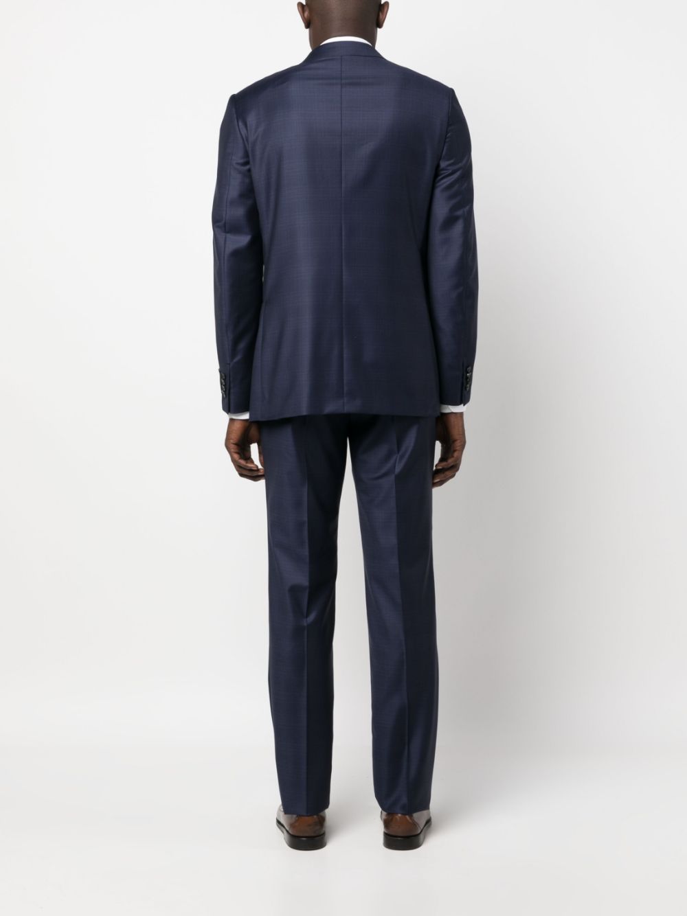 Shop Zegna Plaid-pattern Single-breasted Wool Suit In Blue