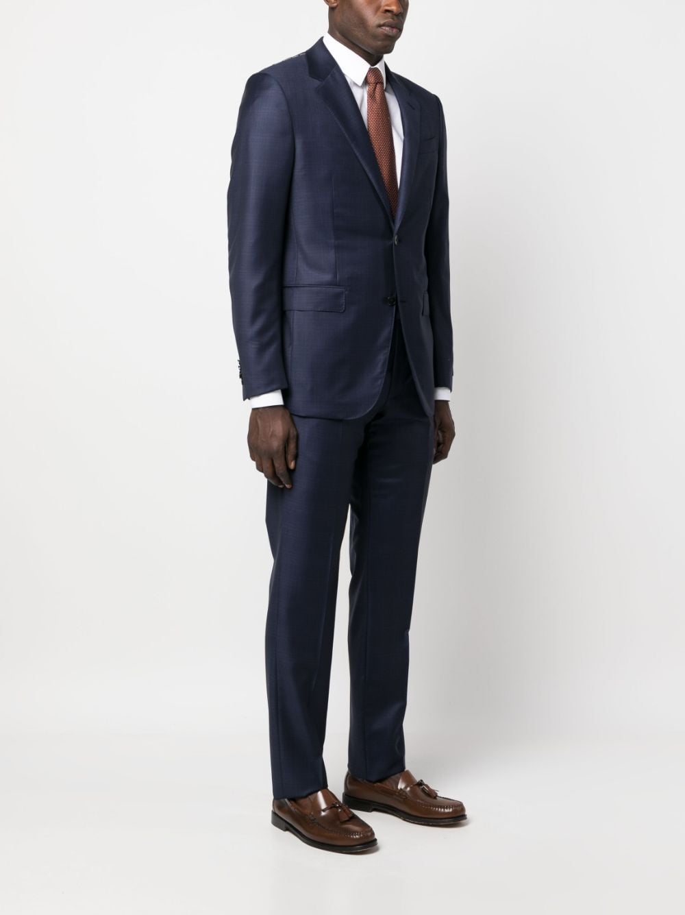 Shop Zegna Plaid-pattern Single-breasted Wool Suit In Blue