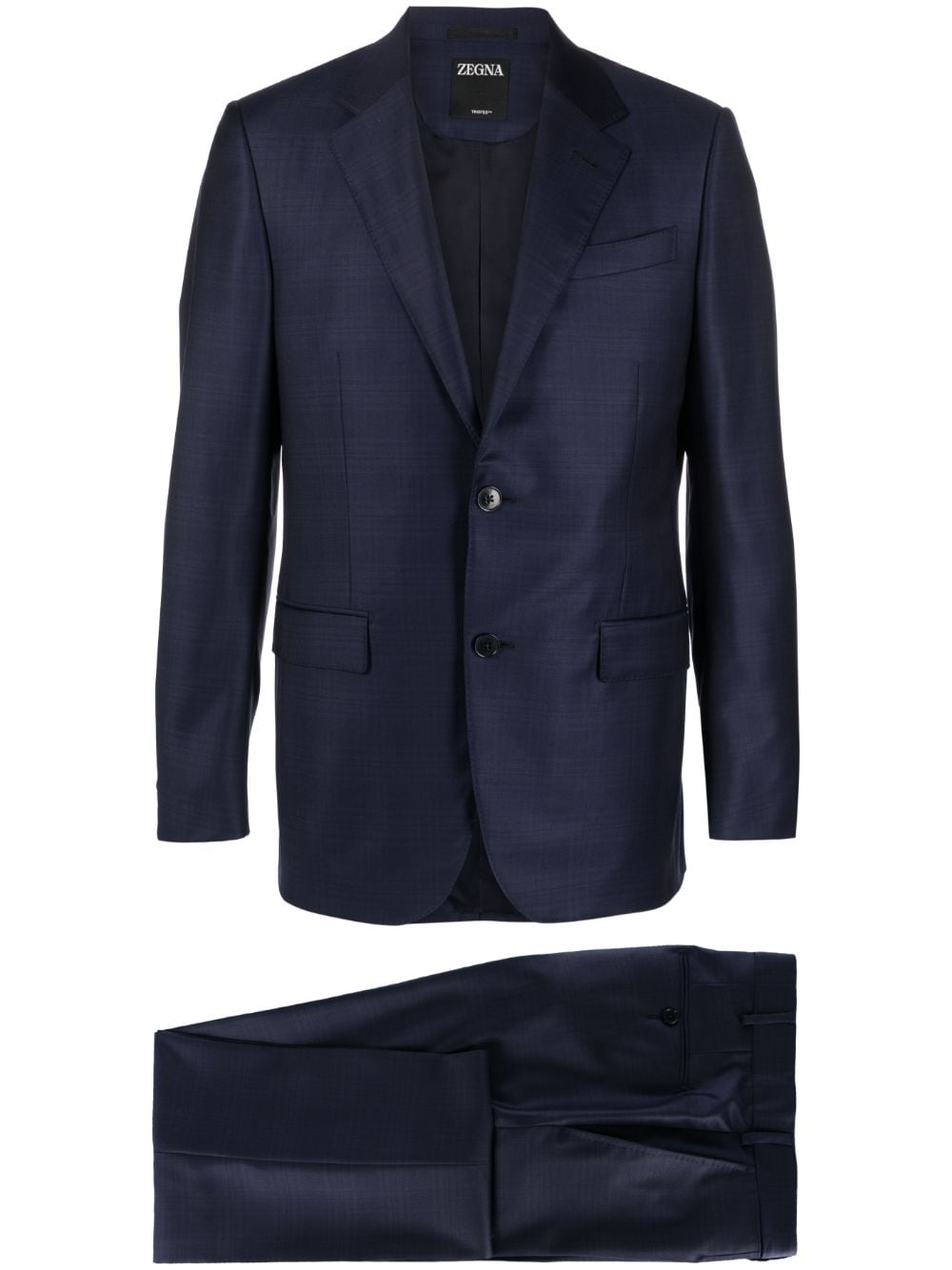 Shop Zegna Plaid-pattern Single-breasted Wool Suit In Blue