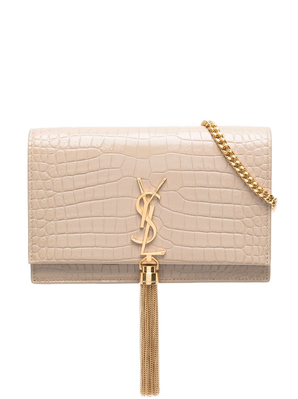Saint Laurent Small Kate Leather Clutch Bag In Neutrals