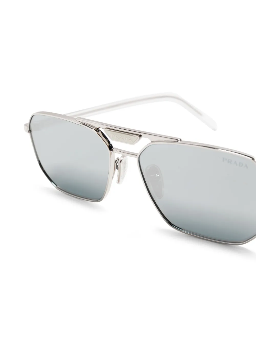 Prada Pilot-frame Double-bridge Sunglasses In Silver