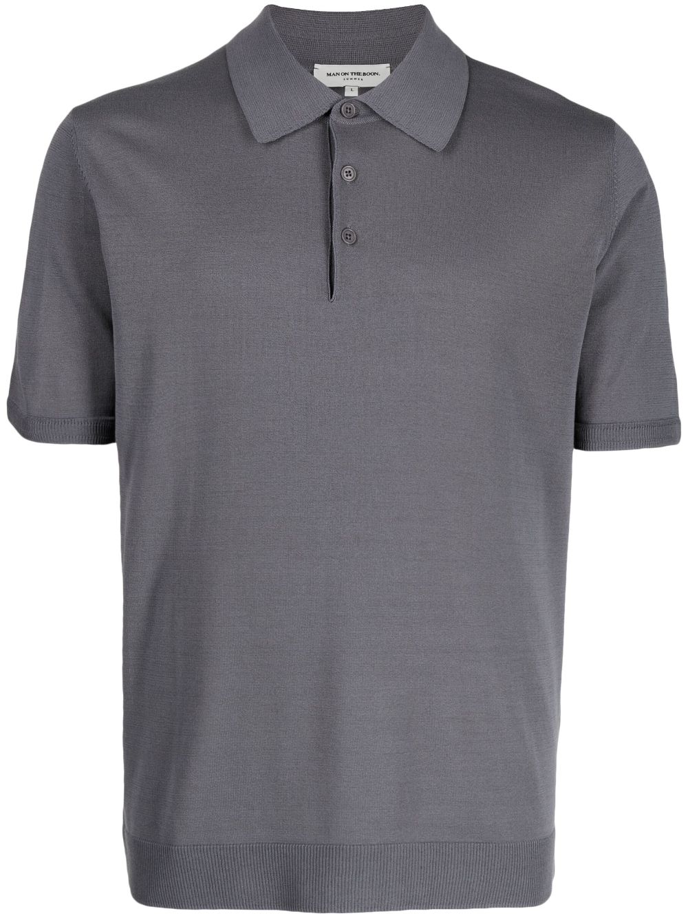 Man On The Boon. Short-sleeve Knitted Polo Shirt In Grey