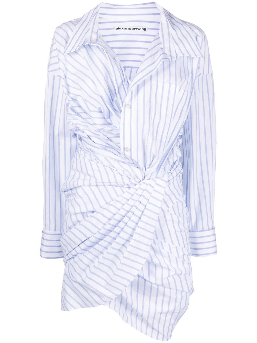 Image 1 of Alexander Wang striped asymmetric shirt dress