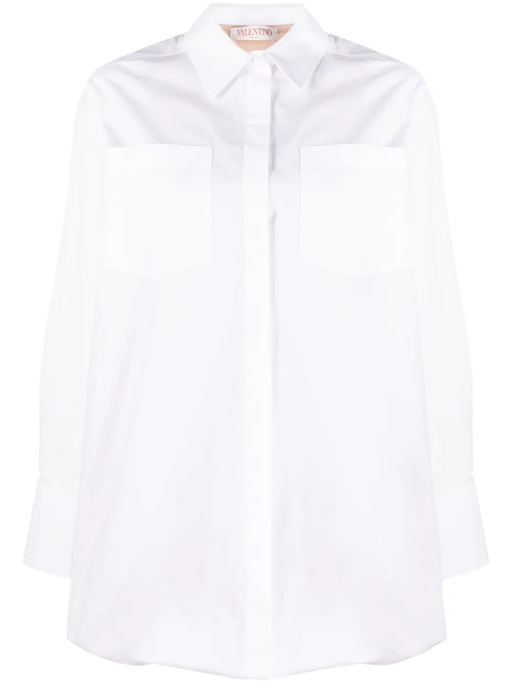 Valentino Oversized Cotton-poplin Shirt In Weiss