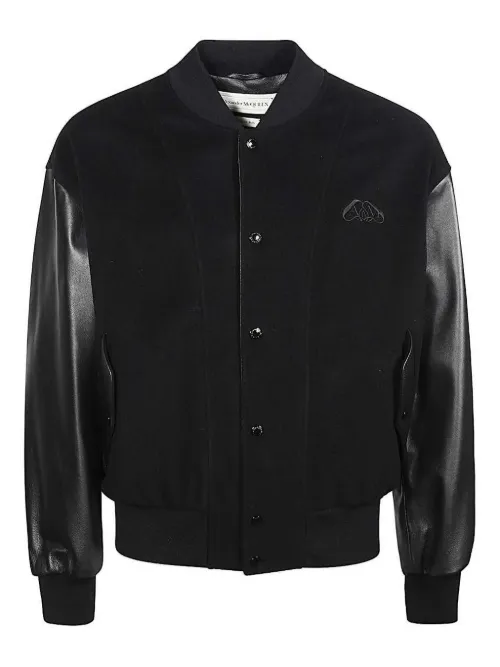 Veste en cuir à design à empiècements - Alexander McQueen - Modalova