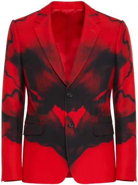 Alexander McQueen Ink-Flower single-breasted blazer