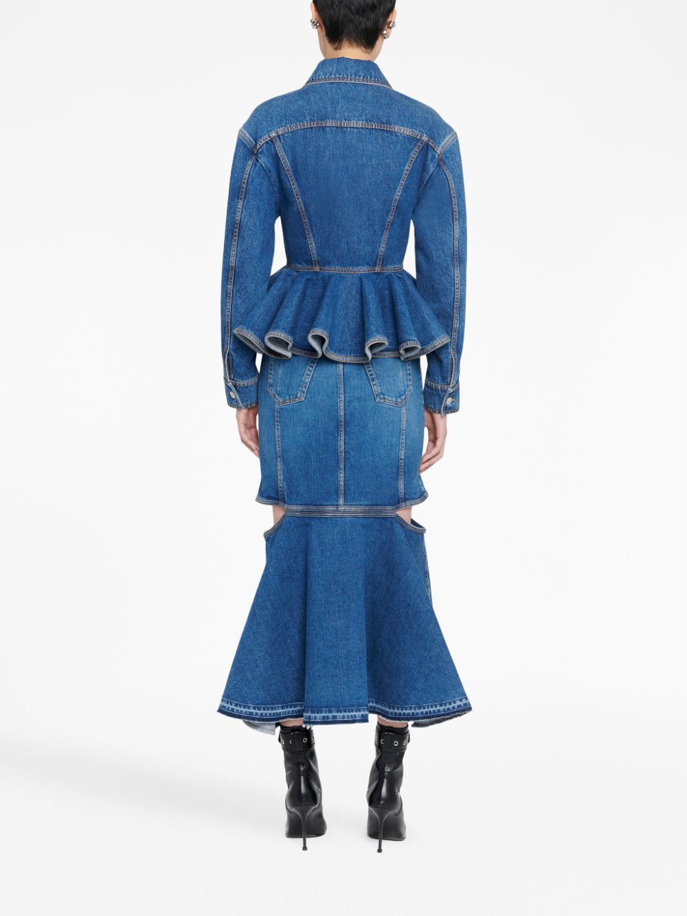 Alexander McQueen cut-out denim skirt Women