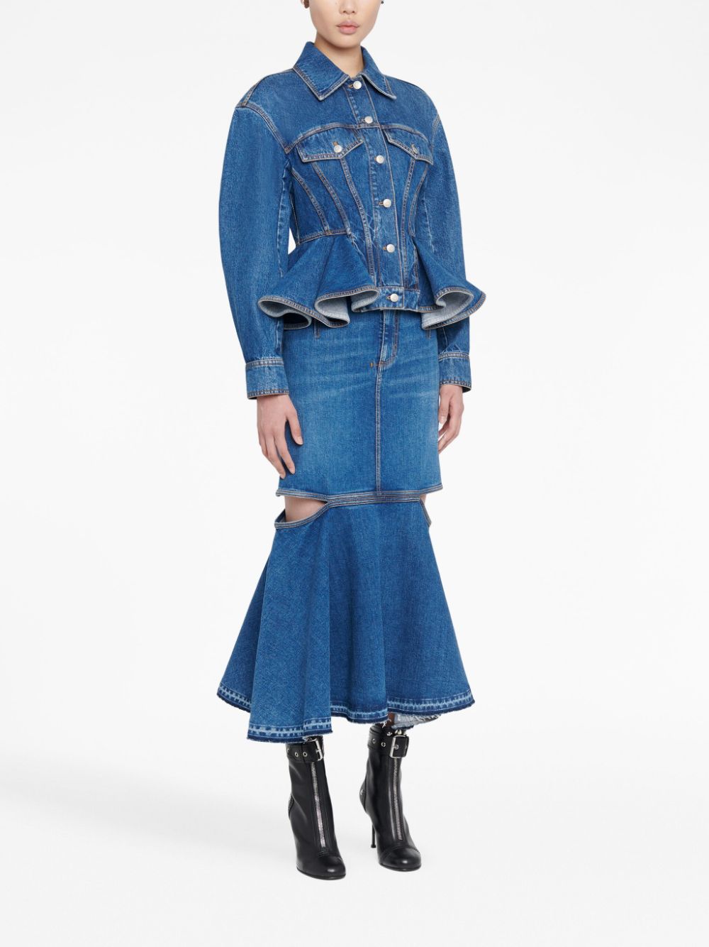 Alexander McQueen cut-out denim skirt Women