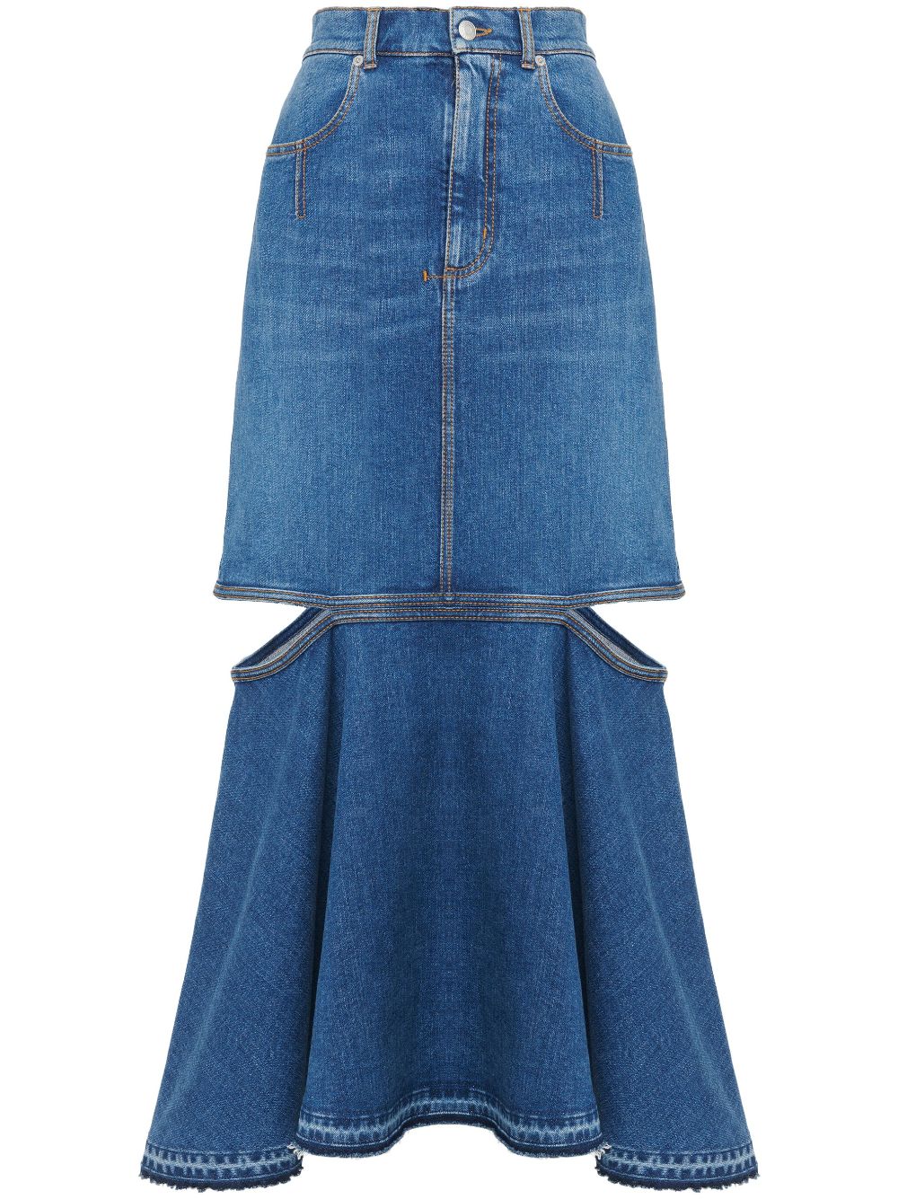 cut-out denim skirt