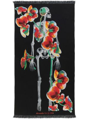 Alexander McQueen Orchid Skeleton Stole wool-blend Scarf - Farfetch