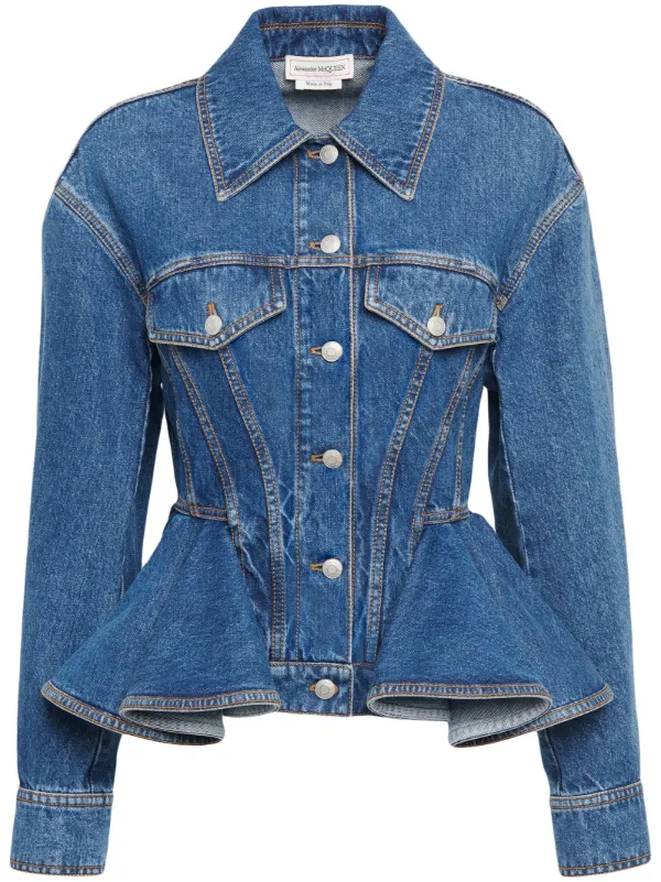 Alexander McQueen Peplum Denim Jacket - Farfetch