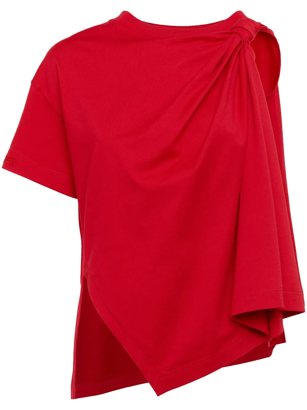 Alexander Mcqueen Asymmetric Knot Detail T-shirt In Welsh Red