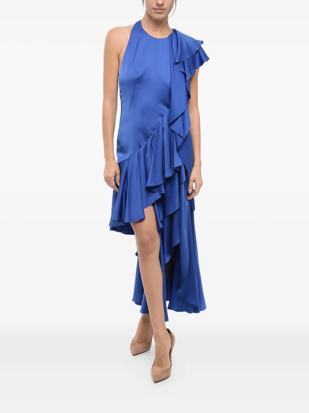 Alexander McQueen ラッフル シルクドレス - ブルー Alexander McQueen ラッフル シルクドレス - ブルー