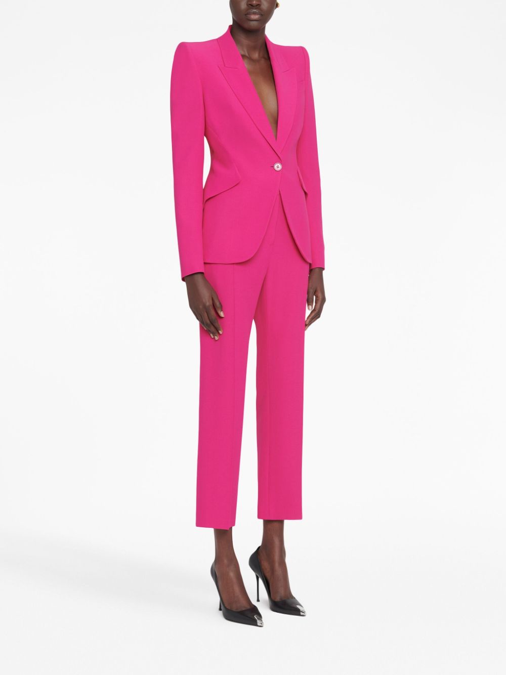 Shop Alexander Mcqueen Cropped Straight-leg Trousers In Pink