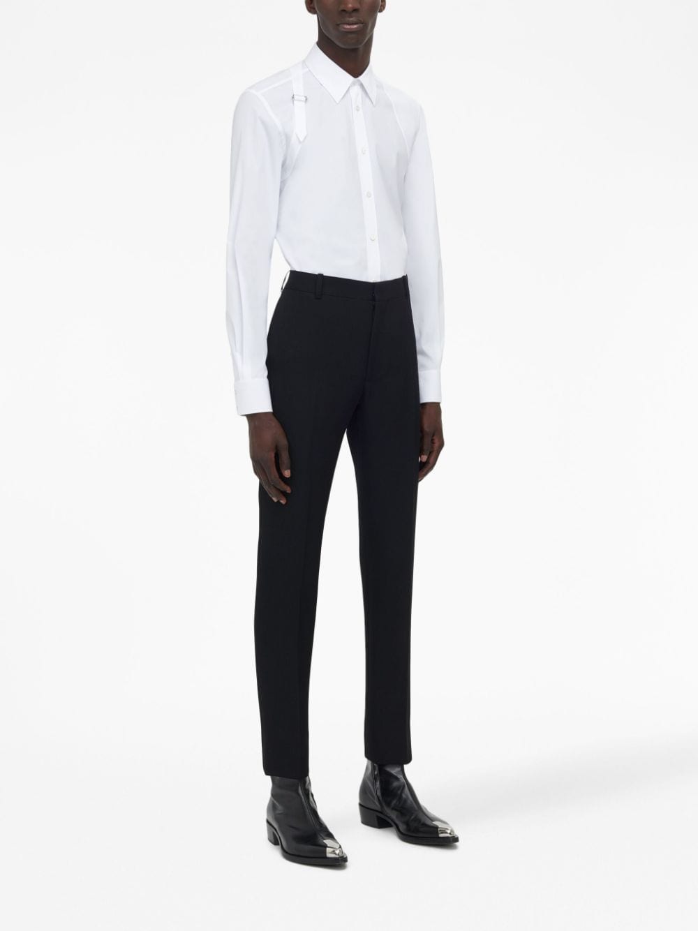 Shop Alexander Mcqueen Slim-fit Tailored Wool Trousers In Black