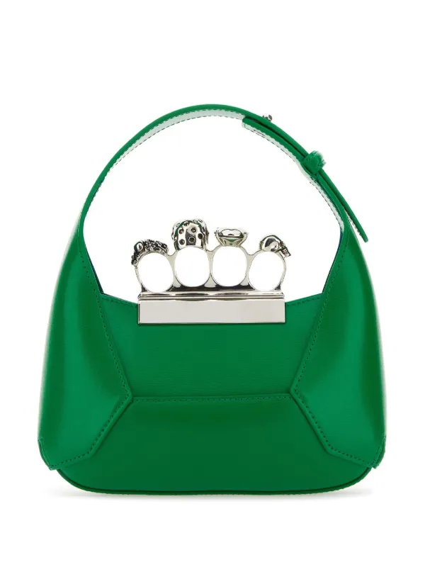 Alexander McQueen The Jewelled Hobo Leather Mini Bag | Green