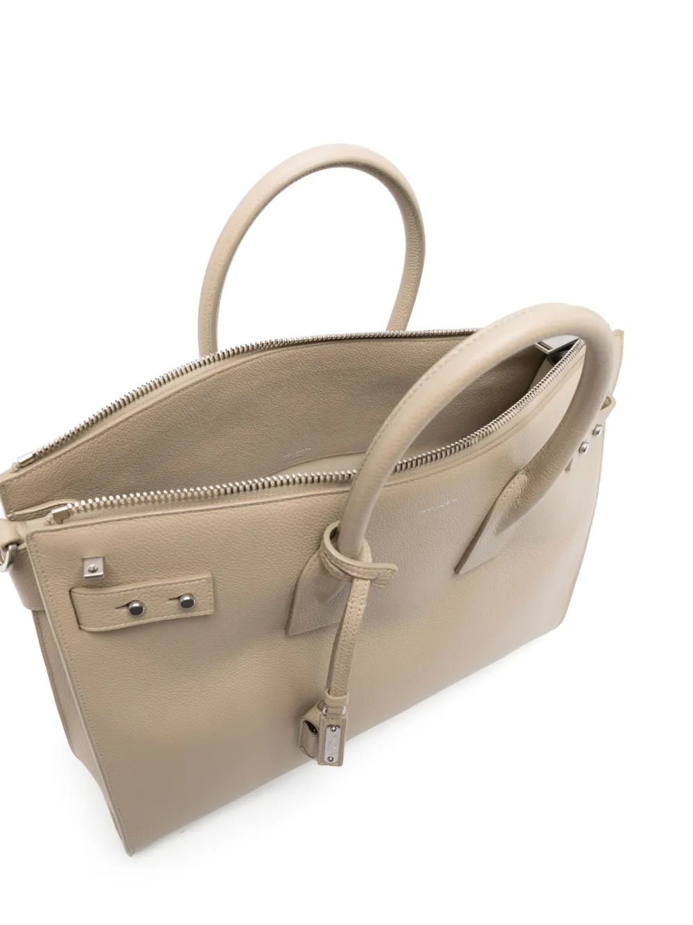 Shop Saint Laurent Sac Du Jour Grained-leather Tote Bag In Nude