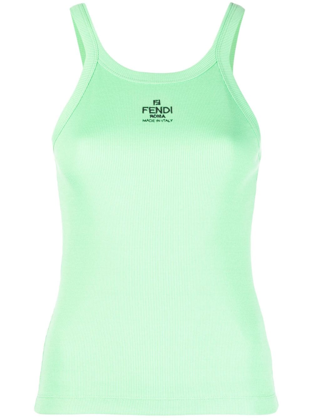 Fendi Ribbed Sleeveless Tank Top In Green