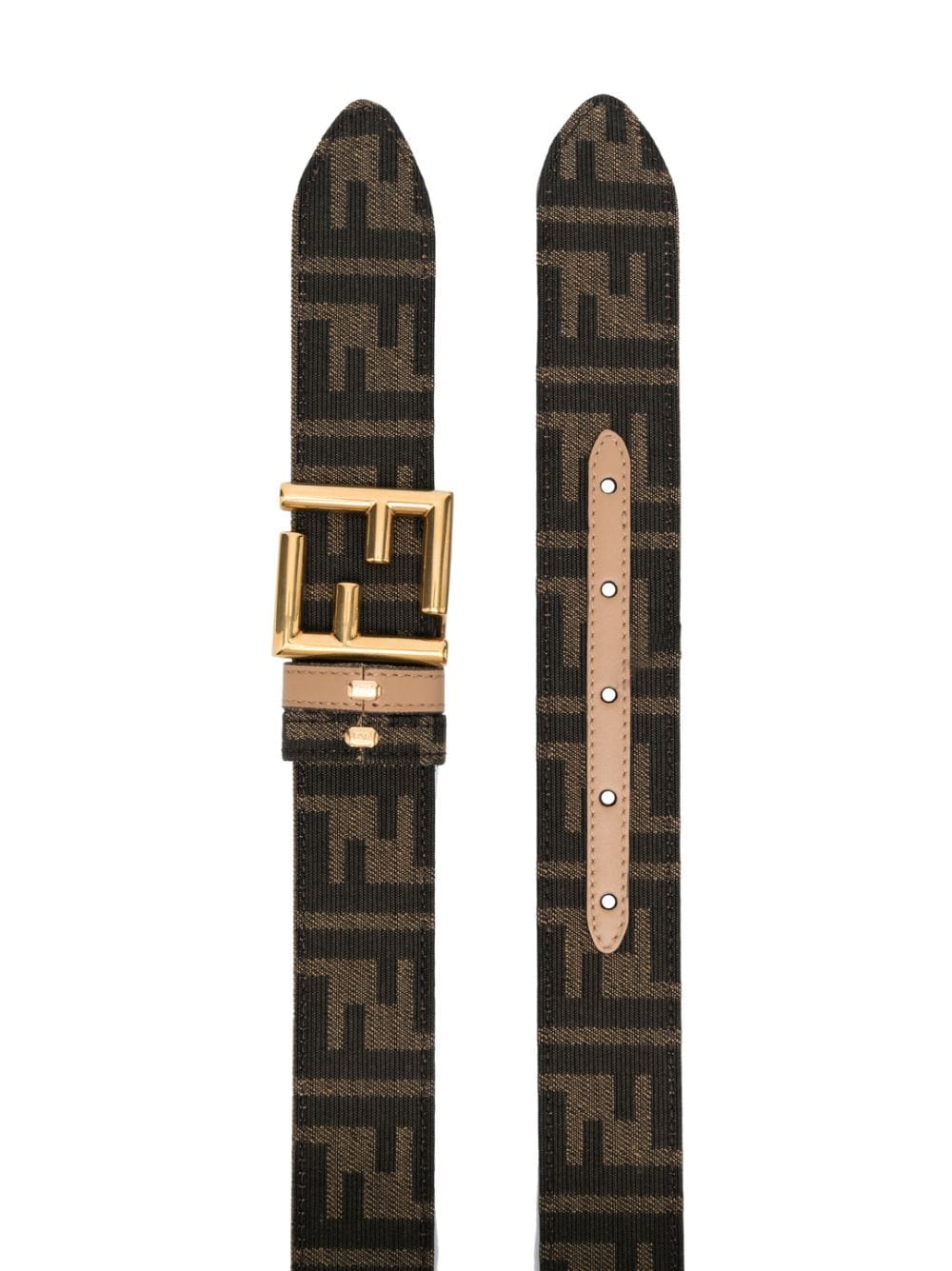 Shop Fendi Monogram-print Logo-buckle Belt In Brown