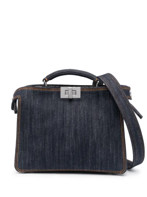 FENDI contrast-stitching denim tote bag